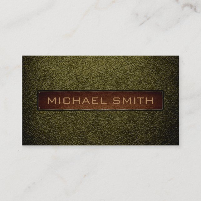 Antique bronze Leather Look Professional Business Card (Front)
