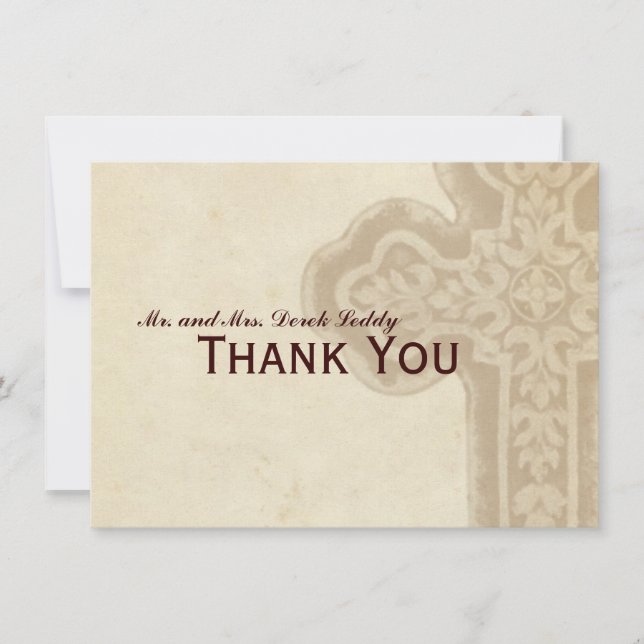 Antique Brown Celtic Cross Thank You (Front)