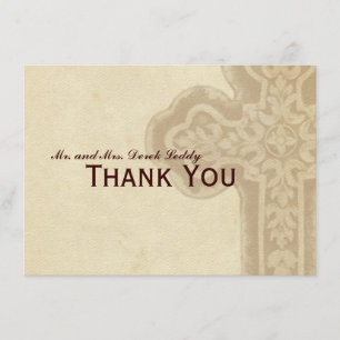 Antique Brown Celtic Cross Thank You Card
