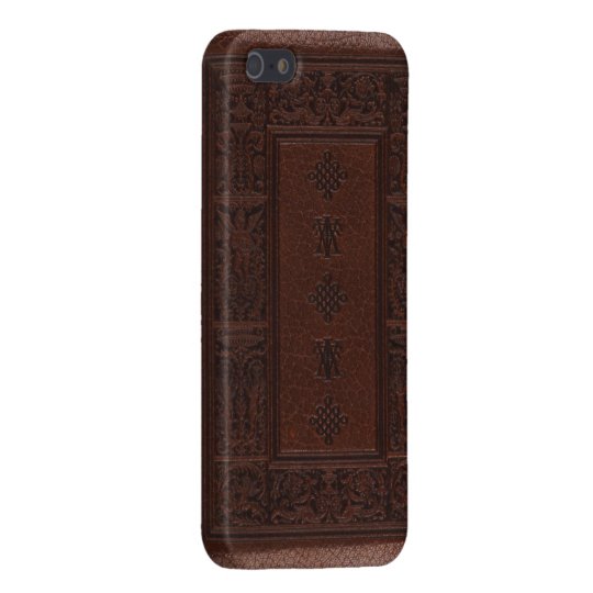 Antique Brown Leather Embossed Book Design iPhone 5 Covers