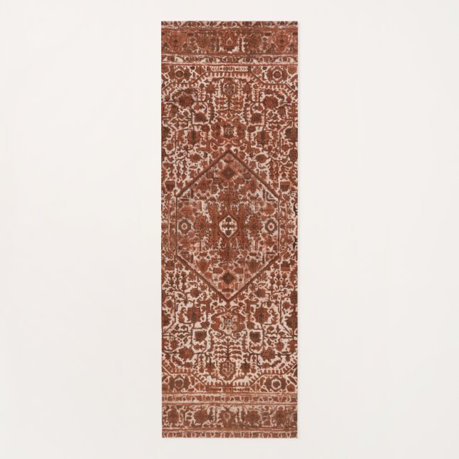 antique brown oriental pattern yoga mat (Front)