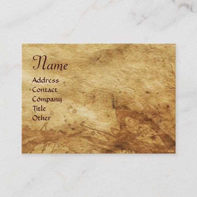ANTIQUE BROWN PARCHMENT Monogram Business Card (Front)