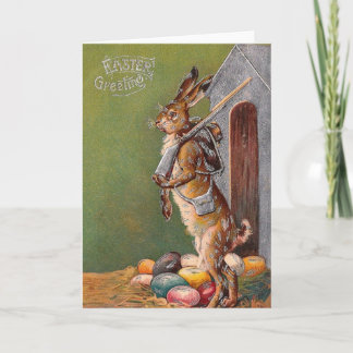Antique Bunny Guard Victorian Easter Card