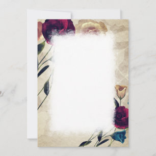 Antique Burgundy Beige Roses Wedding Table Number