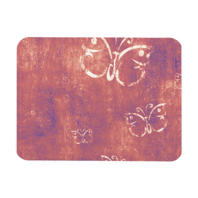 Antique Butterflies on Purple and Pink Magnet (Horizontal)