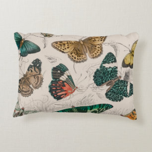 Antique Butterfly Illustration: 1820 Goldsmith Decorative Cushion