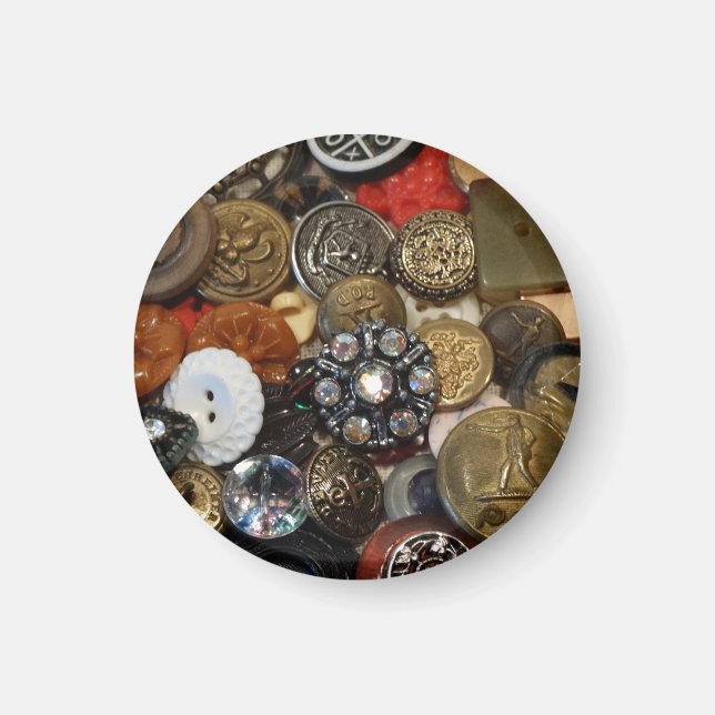 Antique Button Collage Magnet (round) (Front)