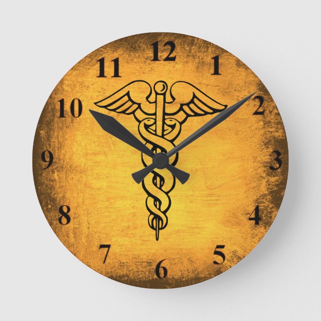 Antique Caduceus Wall Clock (Front)