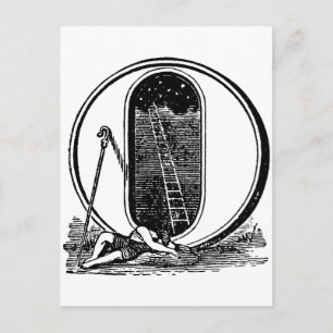 Antique Calligraphy Masonic Symbols Letter O Postcard