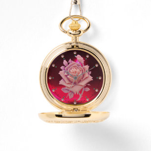 ANTIQUE CAMEO / BEAUTIFUL PINK ROSE ,Red Burgundy Watch