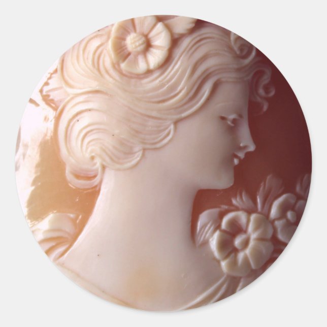 Antique Cameo Classic Round Sticker (Front)