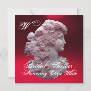 ANTIQUE CAMEO,LADY AND GRAPES BRIDAL SHOWER INVITATION