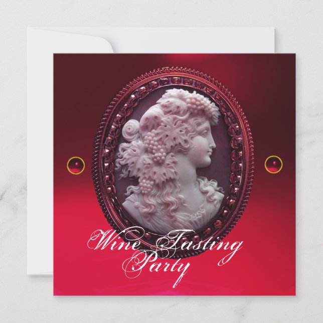 ANTIQUE CAMEO,LADY AND GRAPES WINE TASTING PARTY INVITATION (Front)