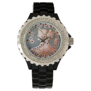 ANTIQUE CAMEO / LADY WITH BUTTERFLY AND FLOWERS WATCH