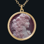 ANTIQUE CAMEO, LADY WITH GRAPES AND GRAPEVINES GOLD PLATED NECKLACE<br><div class="desc">Ancient cammeo jewel with a beautiful woman profile with long hair ornamented with grapes and grapevines for vineyard harvest</div>