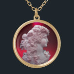 ANTIQUE CAMEO, LADY WITH GRAPES AND GRAPEVINES GOLD PLATED NECKLACE<br><div class="desc">Ancient cammeo jewel with a beautiful woman profile with long hair ornamented with grapes and grapevines for vineyard harvest</div>