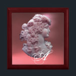 ANTIQUE CAMEO,LADY WITH GRAPES MONOGRAM GIFT BOX<br><div class="desc">Elegant ancient cammeo jewel with a beautiful woman profile with long hair ornamented with grapes and grapevines for vineyard harvest with pink gem stone.Part from " Season's Fruits ".This classy design is perfect for nutritionists, dieticians, caterers,  food service, preparation or restaurant , catering , wine industries.</div>