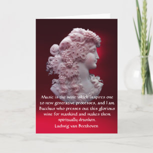 ANTIQUE CAMEO,LADY WITH GRAPES ,WINE MUSIC QUOTE CARD