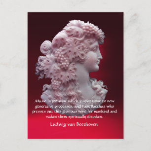 ANTIQUE CAMEO,LADY WITH GRAPES,WINE QUOTE by Keats Postcard