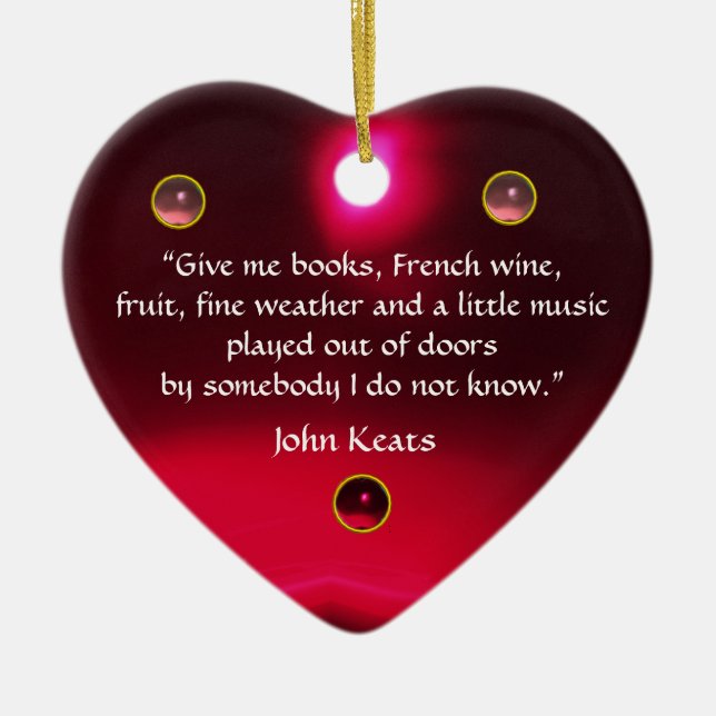 ANTIQUE CAMEO, LADY WITH GRAPES WINE QUOTES Heart Ceramic Tree Decoration (Front)