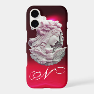 ANTIQUE CAMEO,MOON LADY OF NIGHT WITH OWL MONOGRAM