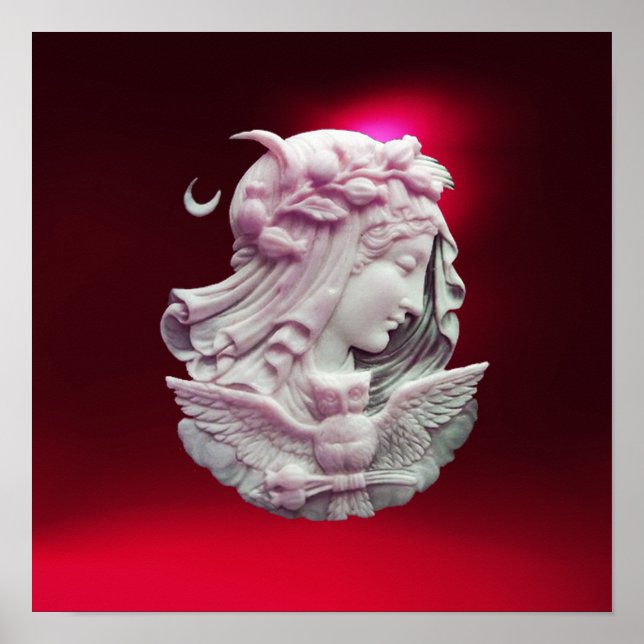 ANTIQUE CAMEO, MOON LADY OF NIGHT WITH OWL POSTER (Front)