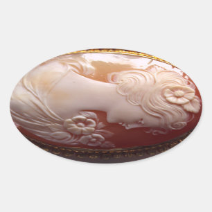 Antique Cameo Oval Sticker