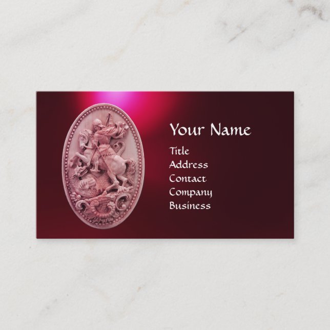 ANTIQUE CAMEO / SAINT GEORGE WITH DRAGON MONOGRAM BUSINESS CARD (Front)