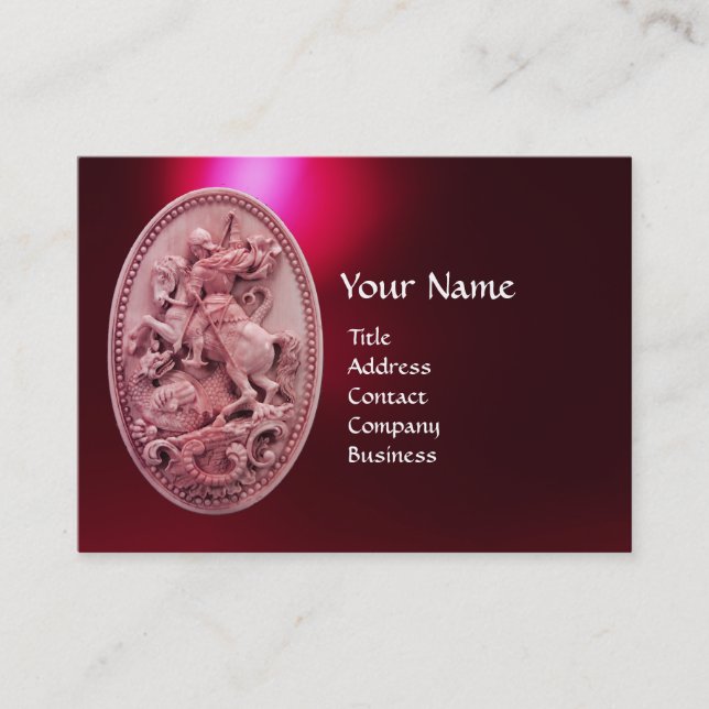 ANTIQUE CAMEO / SAINT GEORGE WITH DRAGON MONOGRAM BUSINESS CARD (Front)