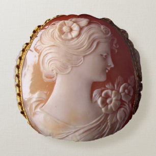 Antique Cameo, vintage cameo jewellery Round Cushion