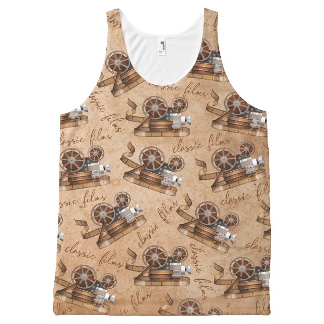 Antique Camera Old Classic Films All-Over Print Tank Top (Front)
