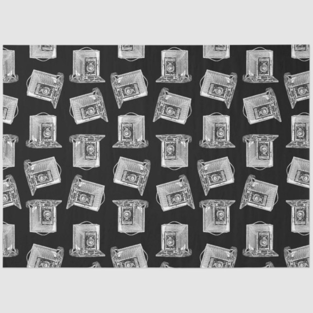 Antique Camera Pattern Illustrated Vintage Cameras Tissue Paper (Front)