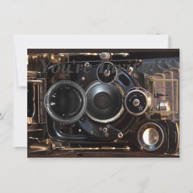 Antique Camera Photography Vintage Lens Film Invitation (Front)