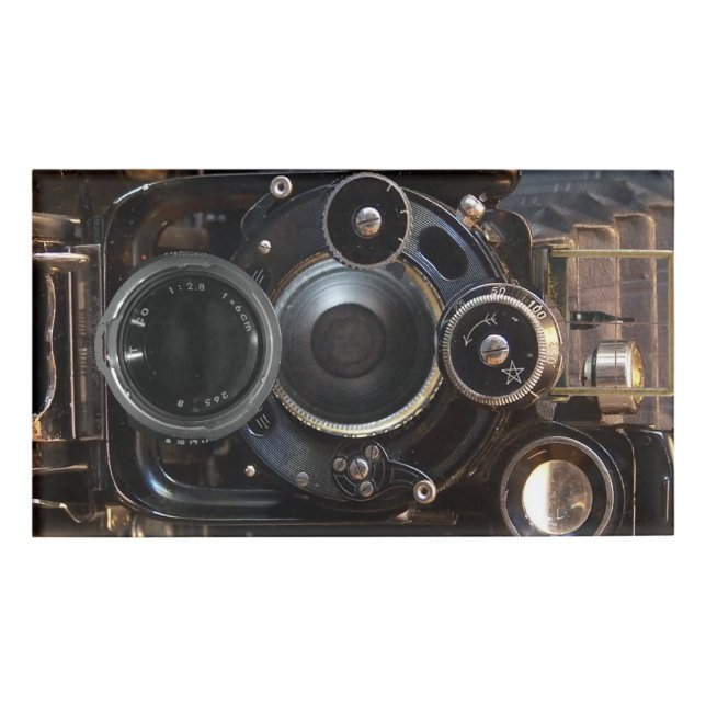 Antique Camera Photography Vintage Lens Film Name Tag (Front)