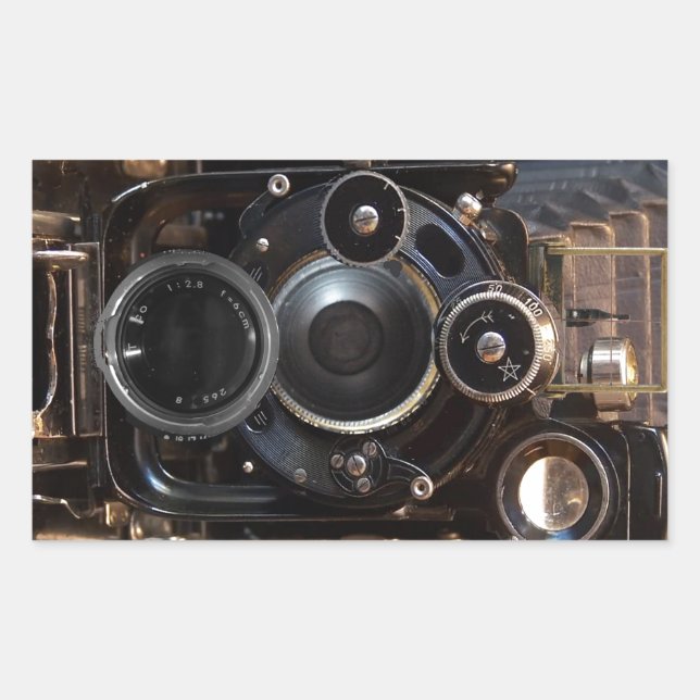 Antique Camera Photography Vintage Lens Film Rectangular Sticker (Front)
