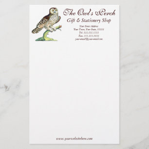 Antique Canadian Owl Print Customisable Stationery