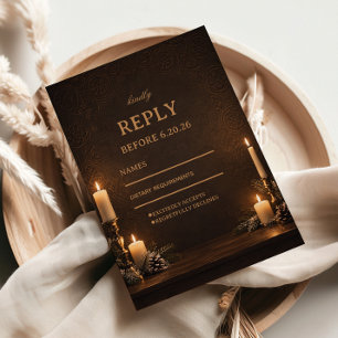 Antique Candlelit Winter Midnight Charm RSVP Card