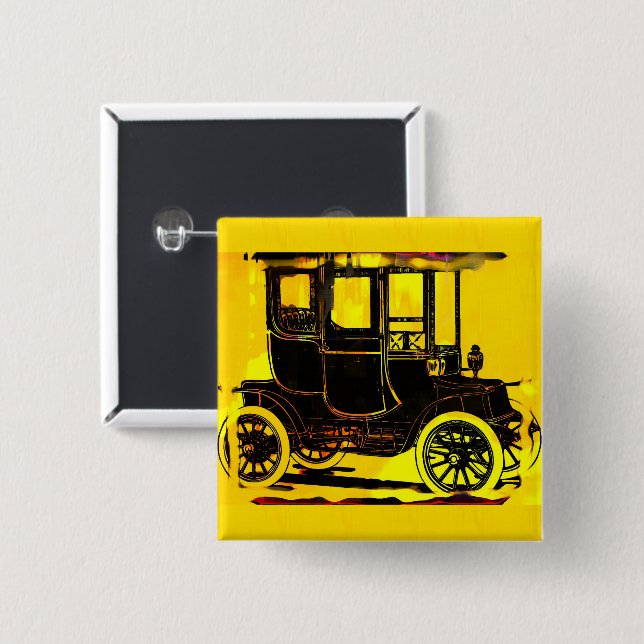 Antique Car 15 Cm Square Badge (Front & Back)