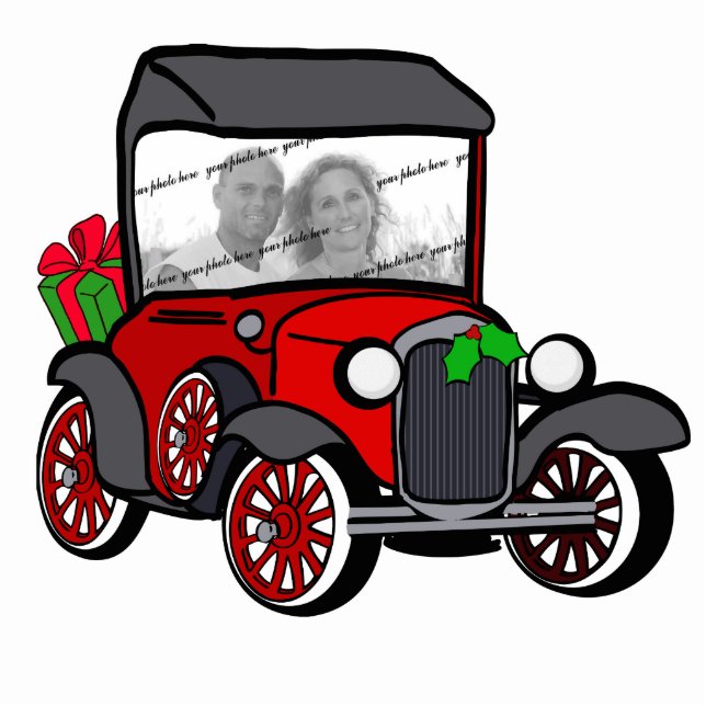 Antique Car Christmas Photo Photo Sculpture Decoration (Front)