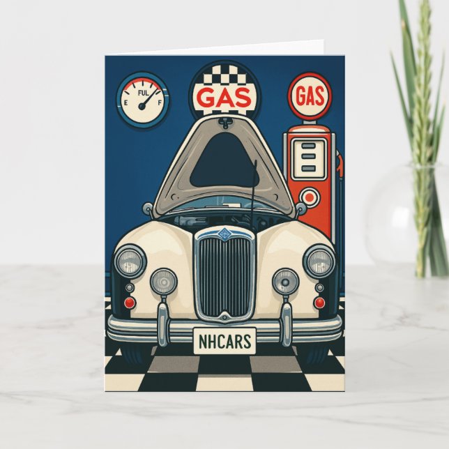 Antique Car Illustration Blank Greeting  Card (Front)