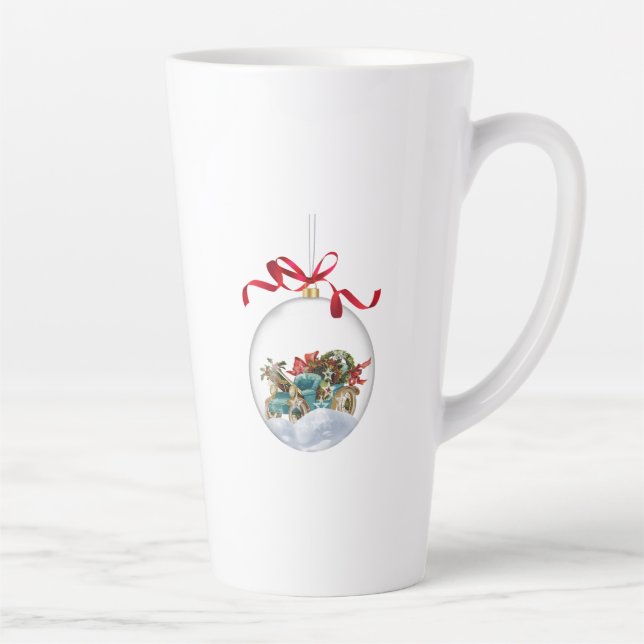 Antique Car in a Clear Christmas Bauble Latte Mug (Right)