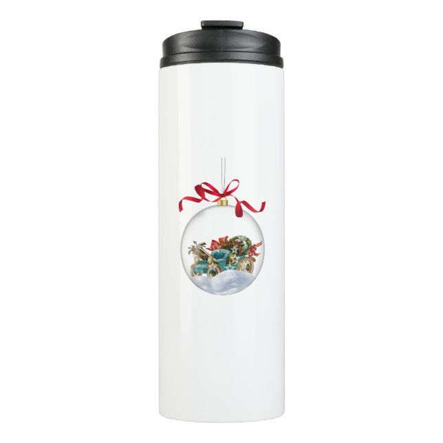 Antique Car in a Clear Christmas Bauble Thermal Tumbler (Front)