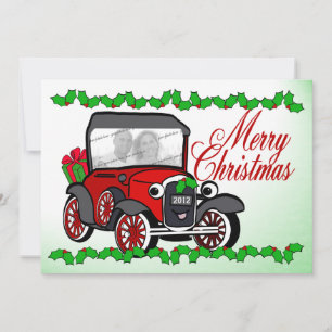 Antique Car Old Fashioned Christmas Flat Card
