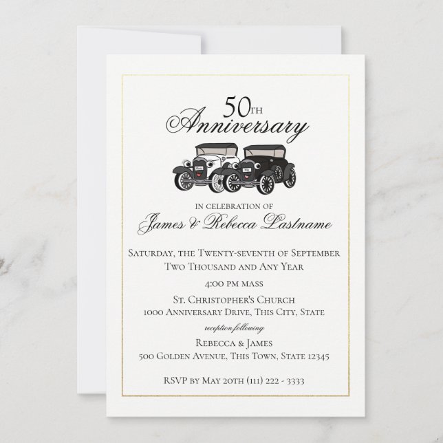 Antique Car Wedding Invitation (Front)