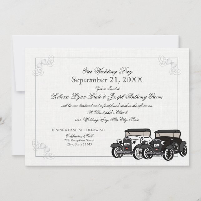Antique Car Wedding Invitation (Front)