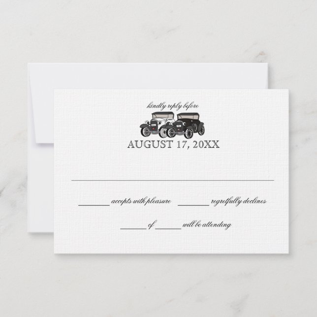 Antique Car Wedding Response Card (Front)