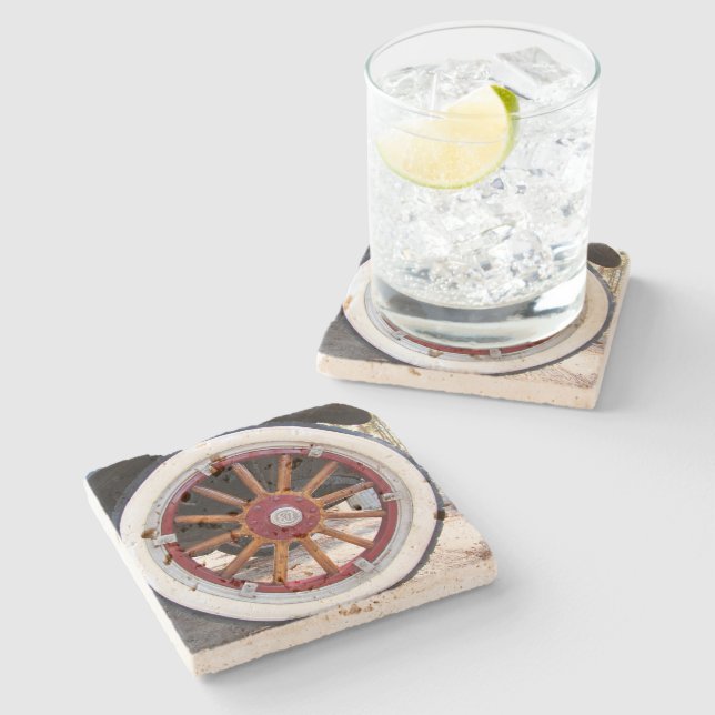 Antique Car Wheel Stone Coaster (Side)