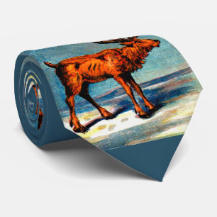 antique caribou print tie