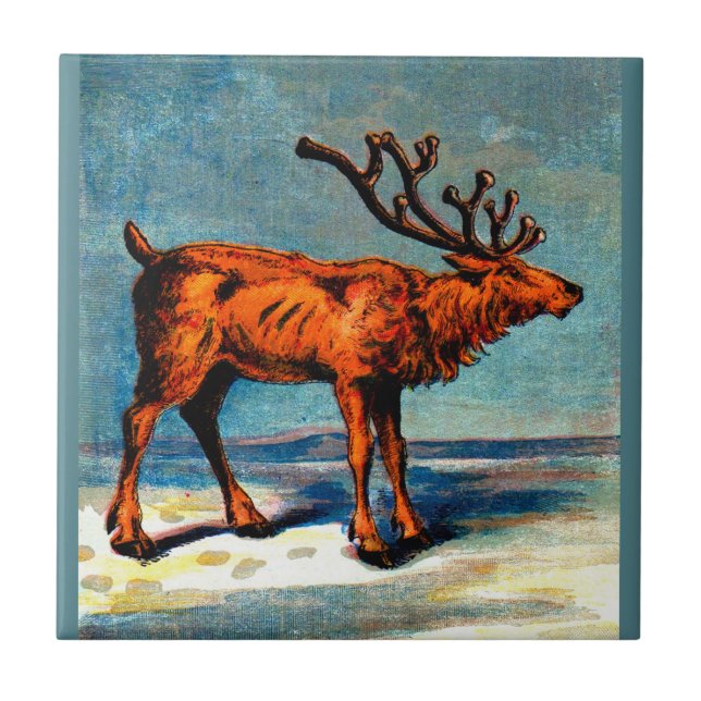 antique caribou print tile (Front)