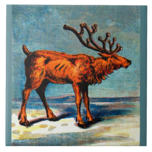 antique caribou print tile